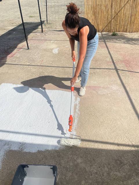 Gema pintado el suelo de la terraza exterior de blanco Wevet