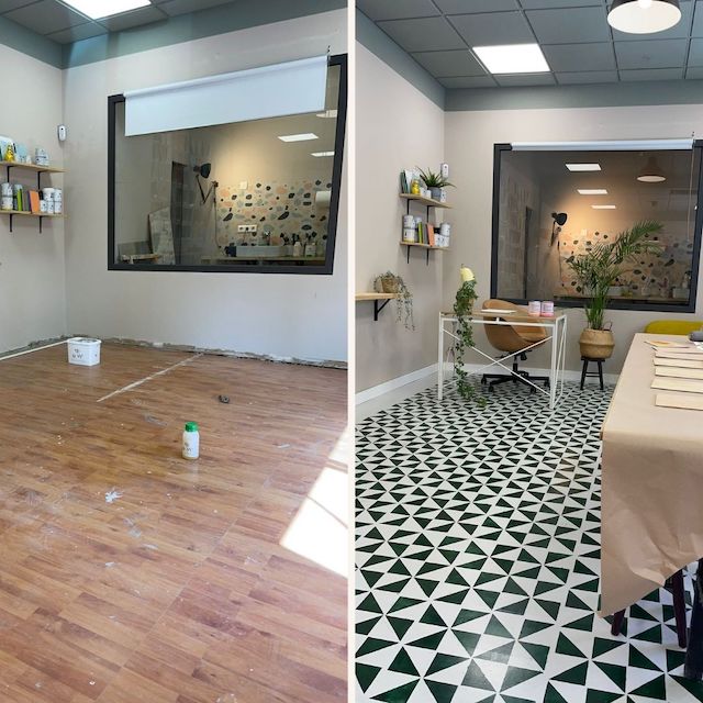 Antes y después suelo pintado con strong suelos