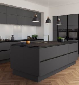 cocina gris y negra